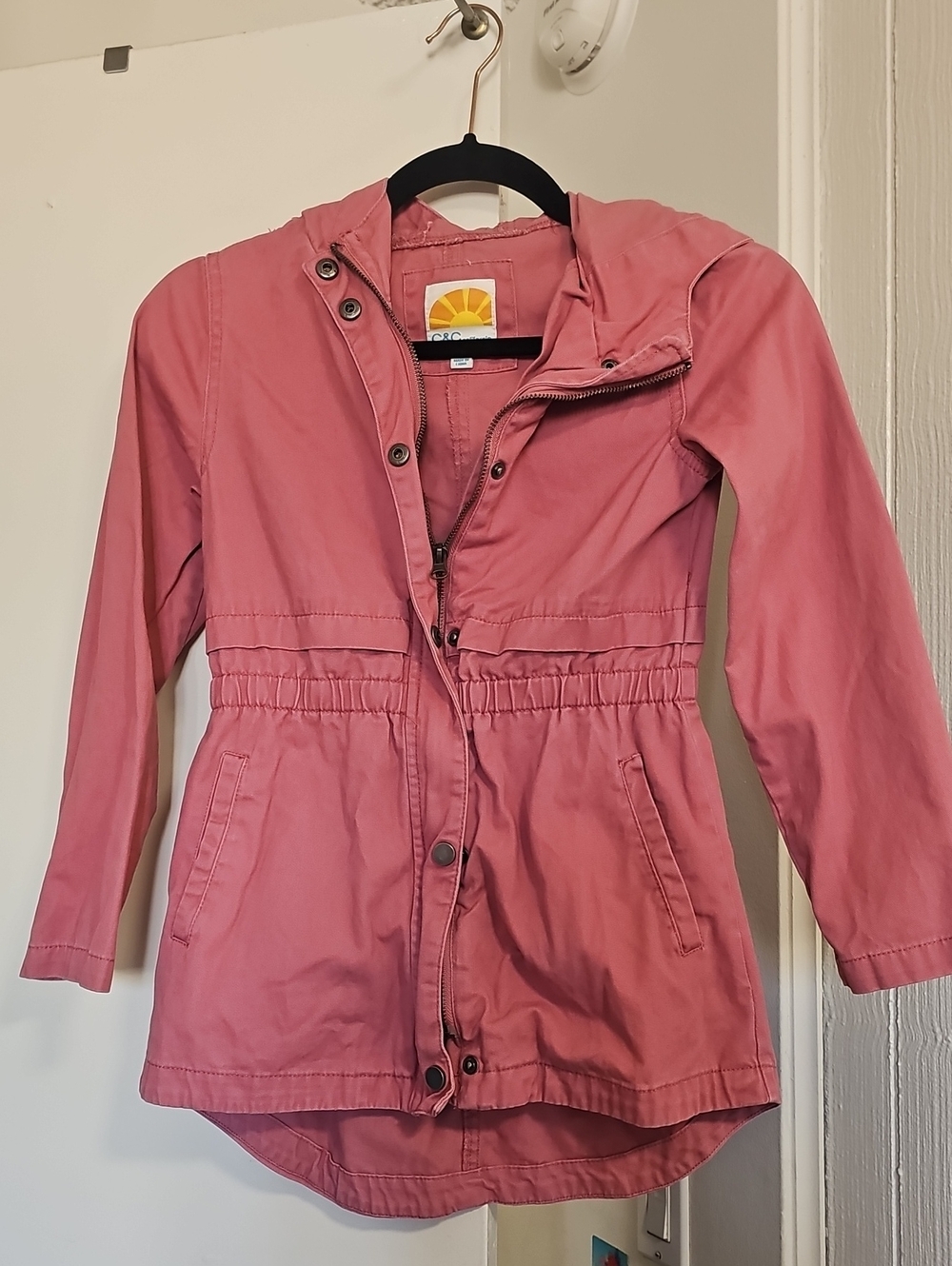 C&C California Girls 100% Cotton Lightweight Hooded Jacket Size 8 Pink